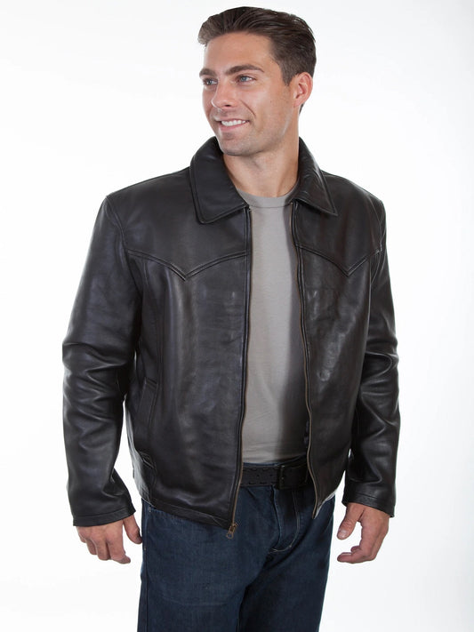 Men's Black Leather Western Jacket