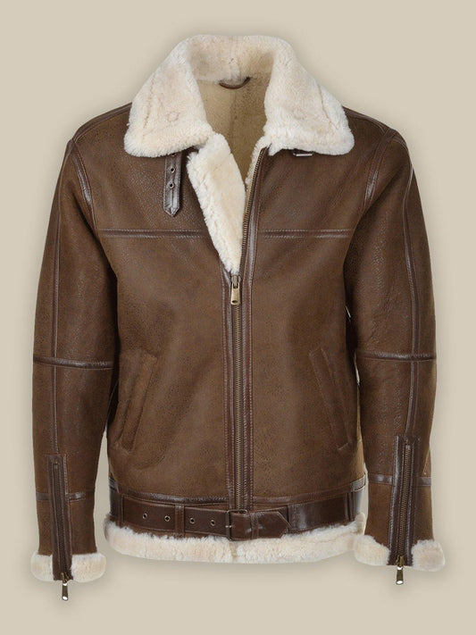 Umber Brown Shearling Leather Jacket