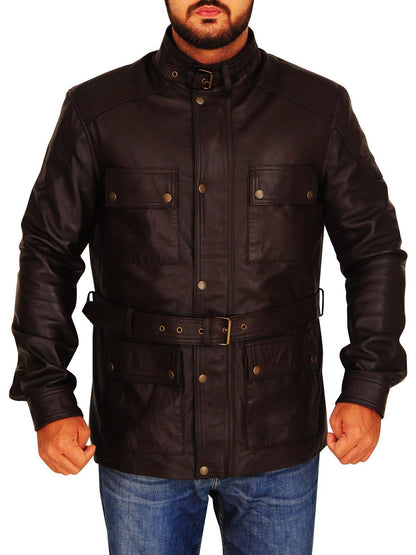 Classic Men Brown Field Leather Jacket - Wiseleather