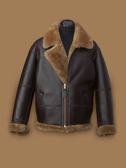 Men's Brown RAF Shearling Jacket - Brown Shearling Jacket
