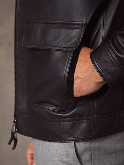 Men Vintage Black Leather Jacket