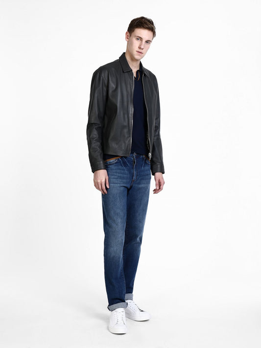 Black Leather Shirt Jacket - Leather Shirt Men