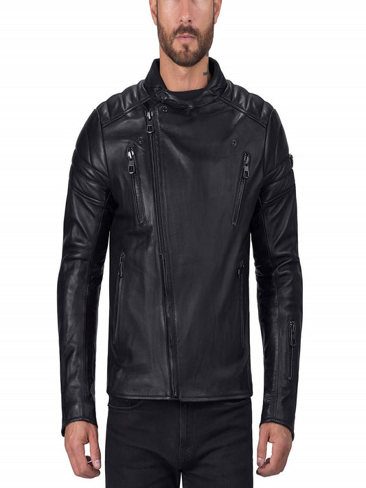 Cafe Premium Leather Jacket in Black