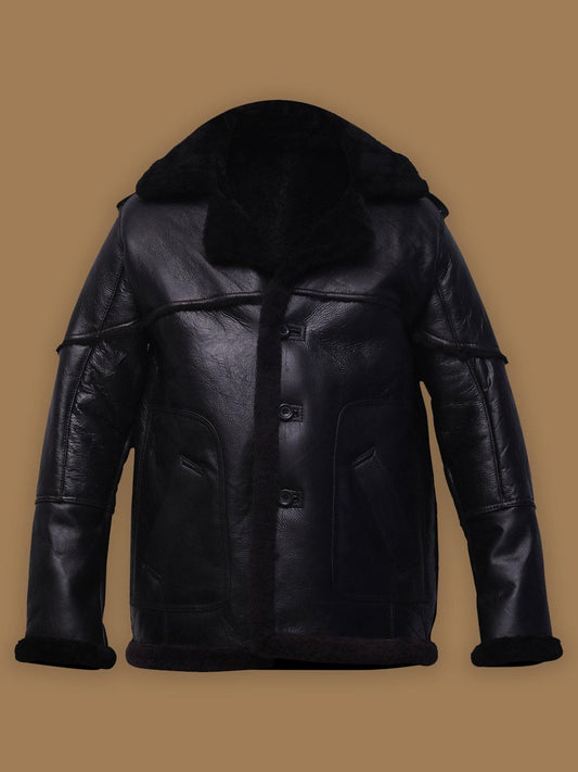 Black Sheepskin Jacket for Men