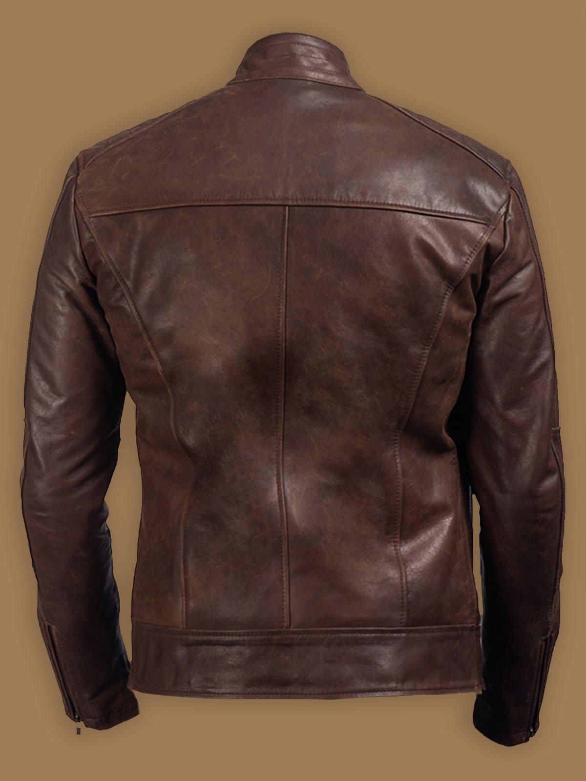 Men Polish Brown Leather Jacket - Wiseleather