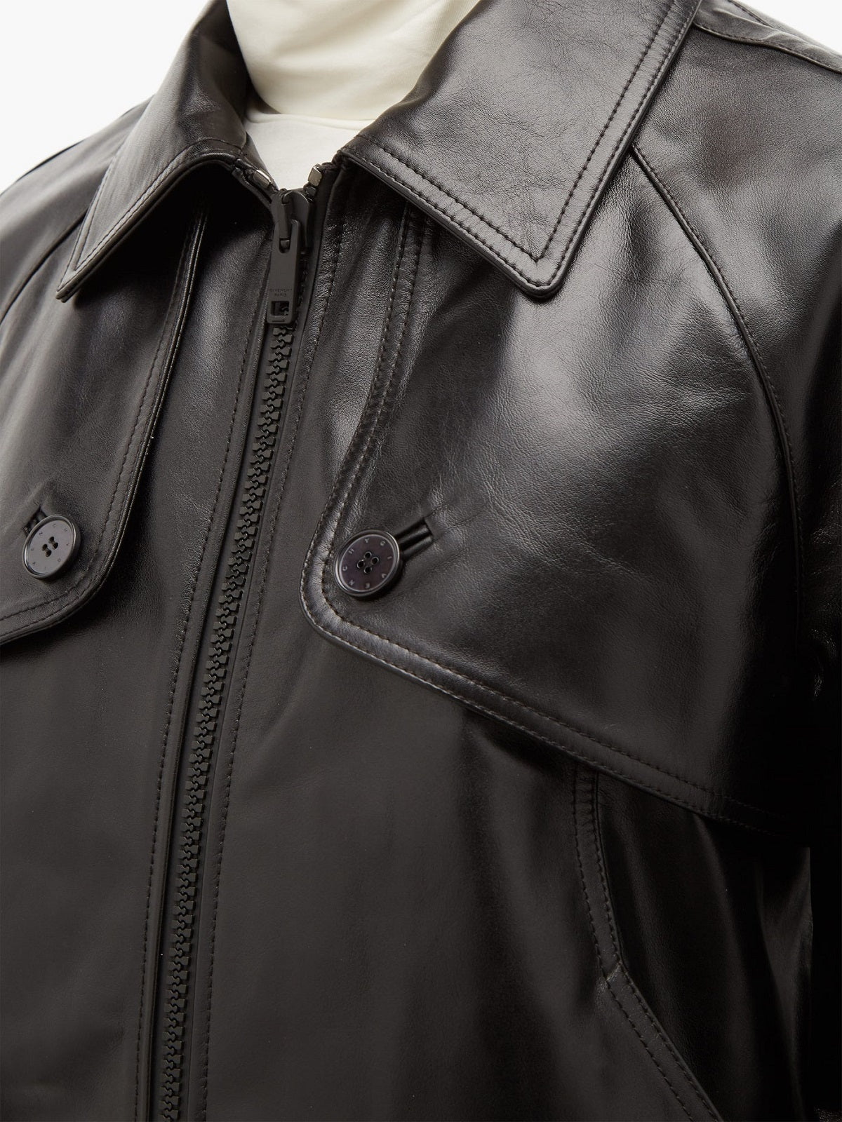 Men Classic Military Leather Jacket