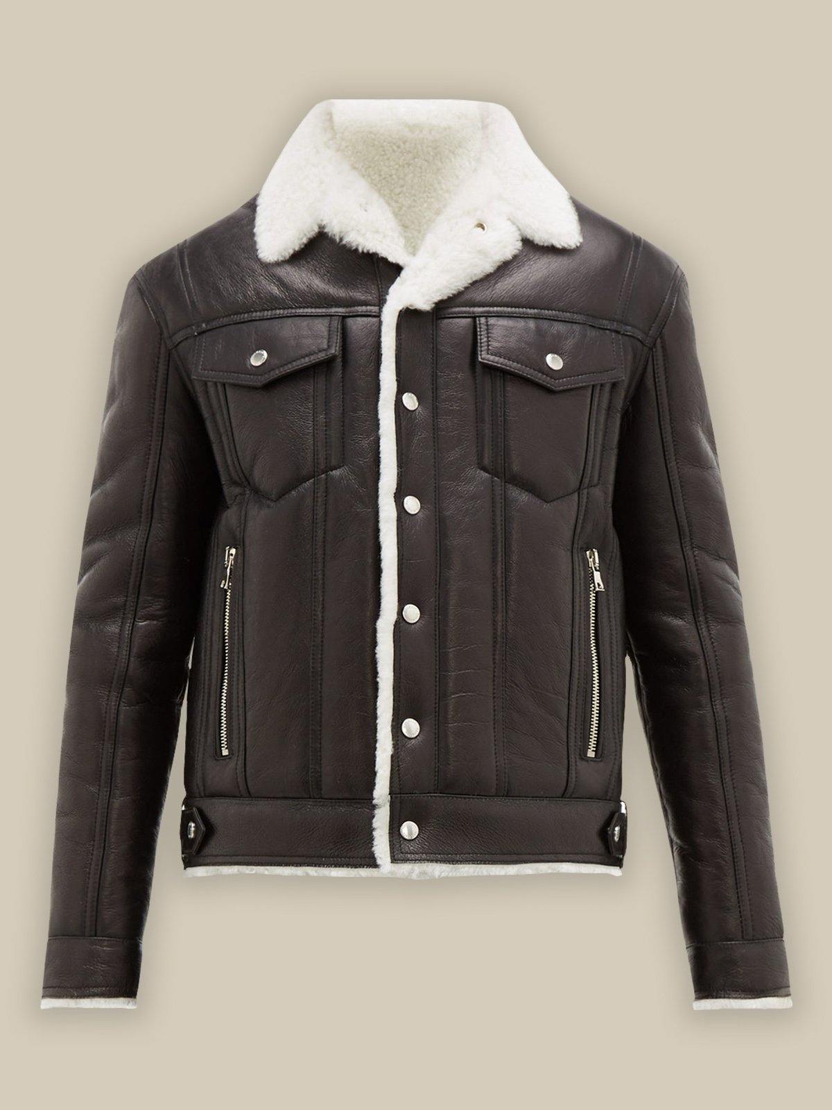 Men's Black Shearling Leather Jacket