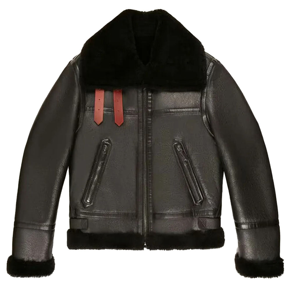 mens black shearling leather jacket
