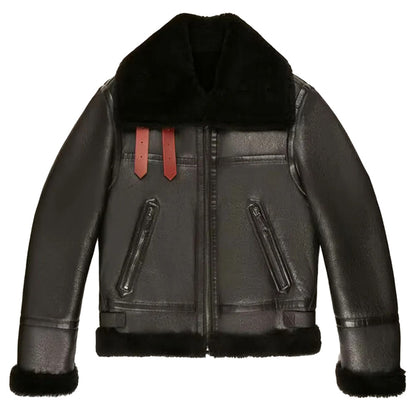 mens black shearling leather jacket