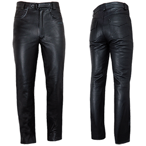 Mens Elite 2 Plain Classic Leather Trousers - Wiseleather