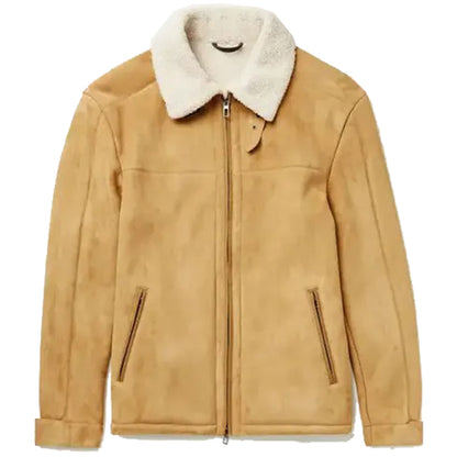 Mens Suede Leather Shearling Jacket