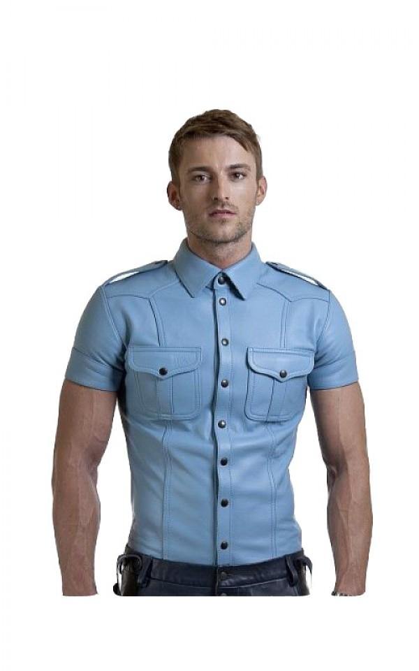 Blue Leather Shirt - Wiseleather