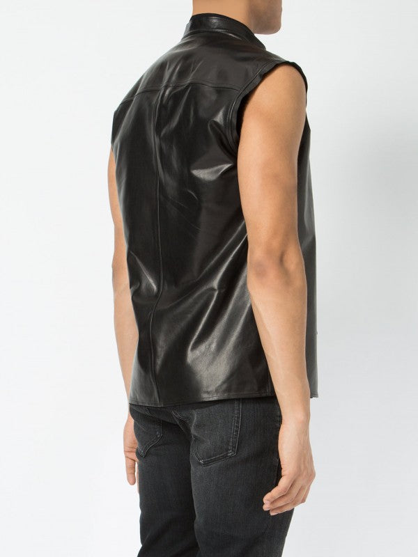 Soldier Sleeveless Leather Shirt - Wiseleather