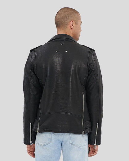 Black Motorcycle Leather Jacket - Black Leather Jacket for Men