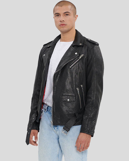 Adiv Black Motorcycle Leather Jacket