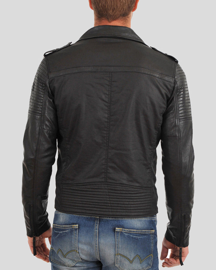 Christopher Black Motorcycle Leather Jacket back - wiseleather