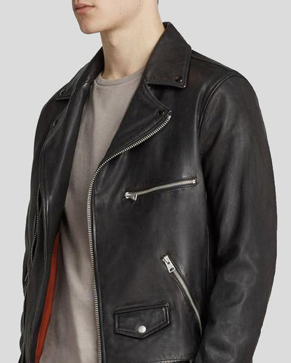 Connor Black Motorcycle Leather Jacket