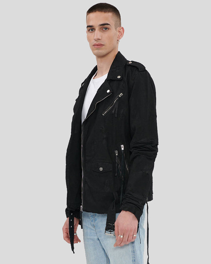 Mytch Black Suede Motorcycle Leather Jacket