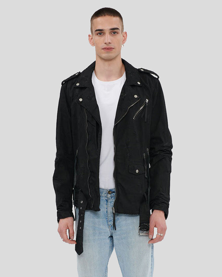 Mytch Black Suede Motorcycle Leather Jacket