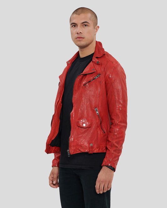Zuse Red Motorcycle Leather Jacket