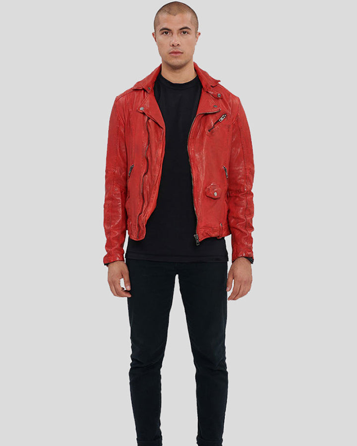 Zuse Red Motorcycle Leather Jacket