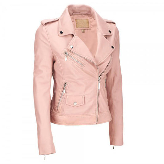 pink leather jacket