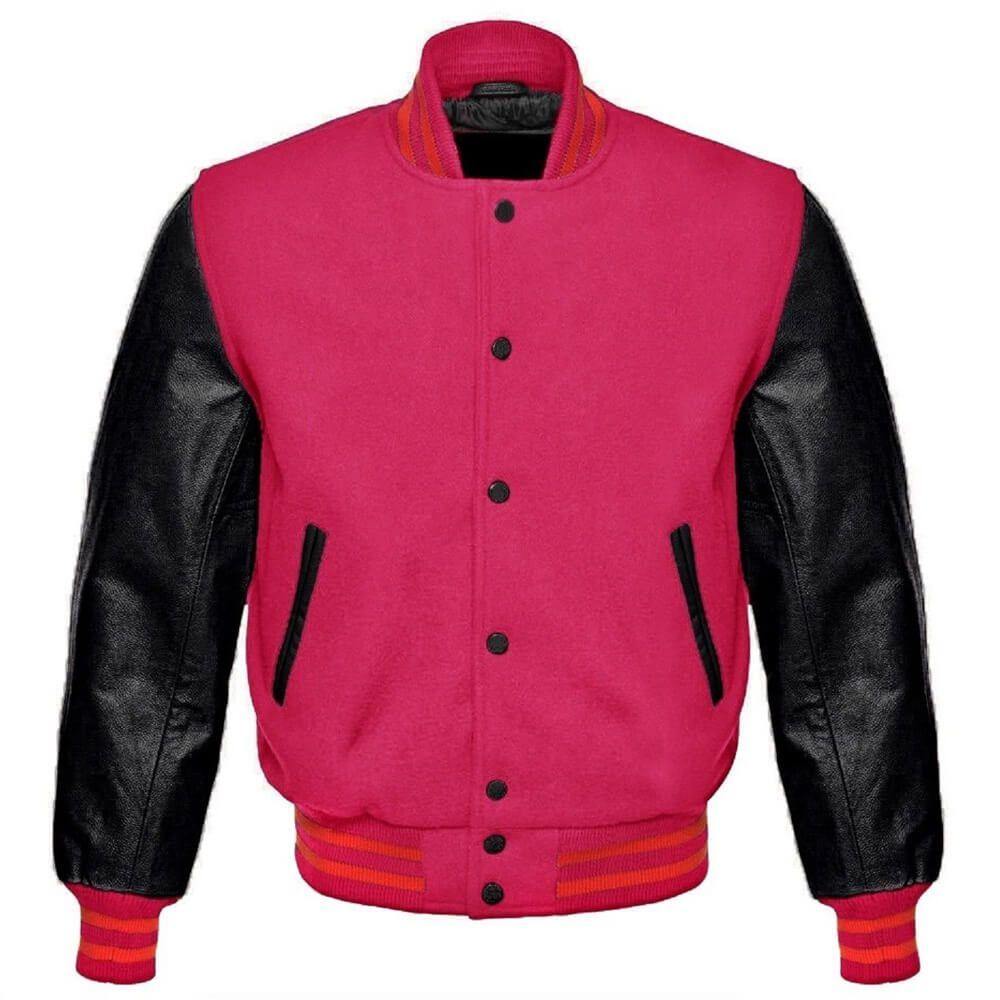 Black and Pink Letterman Jacket - Customizable Varsity Jacket