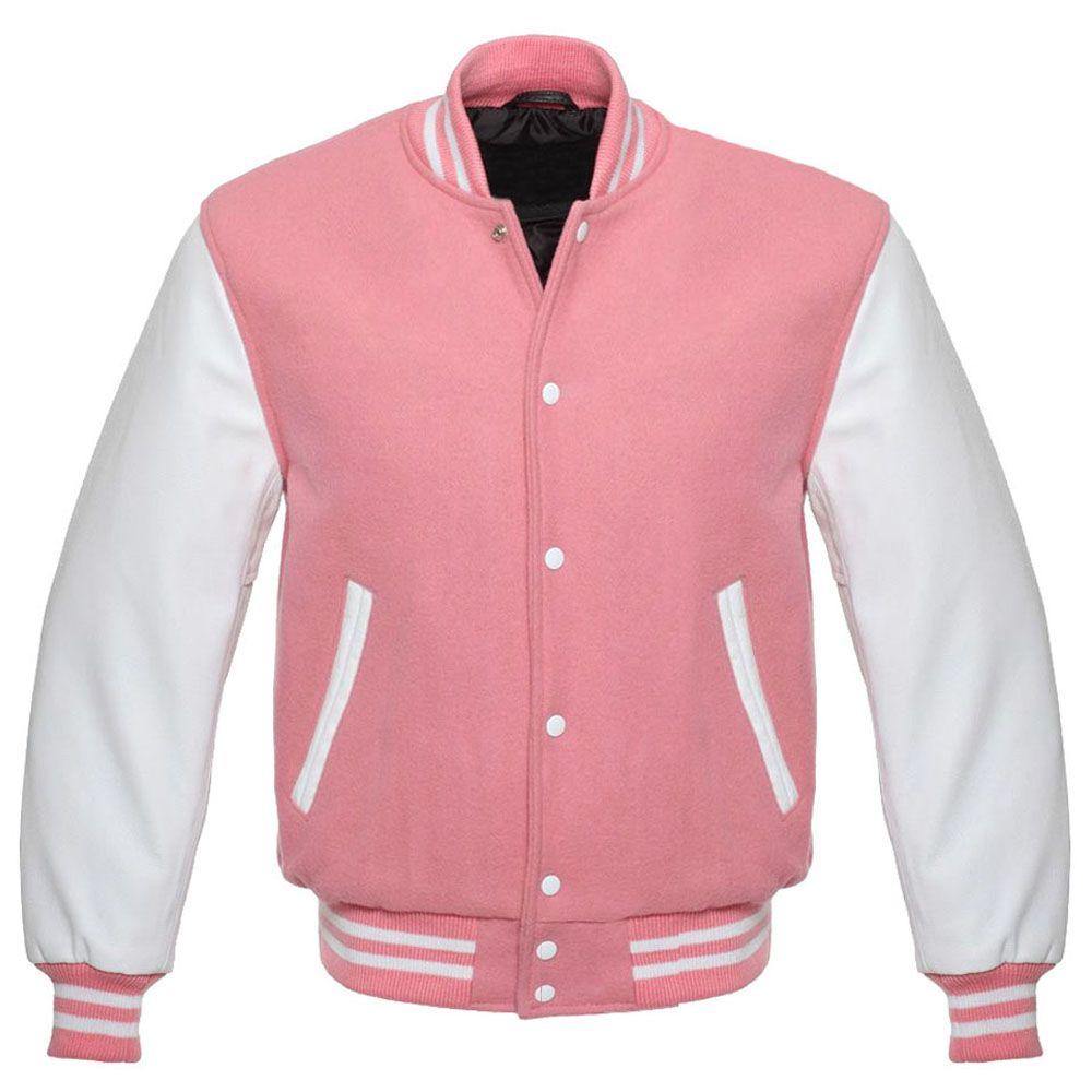 Customizable Pink and White Varsity Jacket