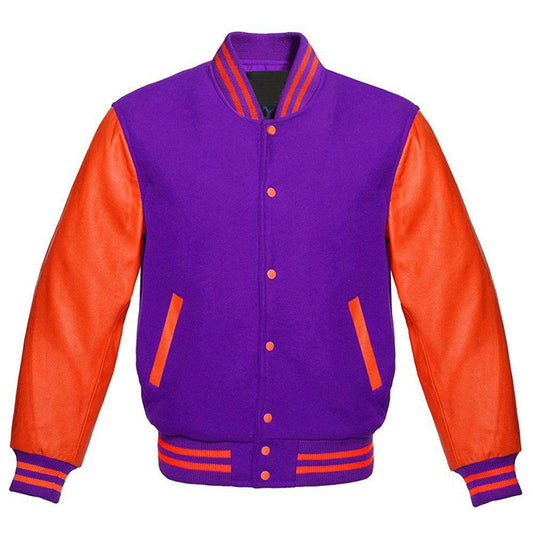 Custom Purple and Orange Varsity Jacket | Bold Varsity Jacket