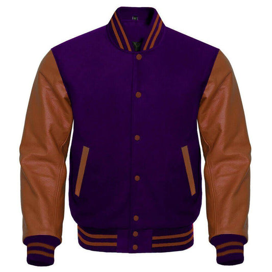 Custom Purple and Brown Varsity Jacket - Purple Varsity Jacket