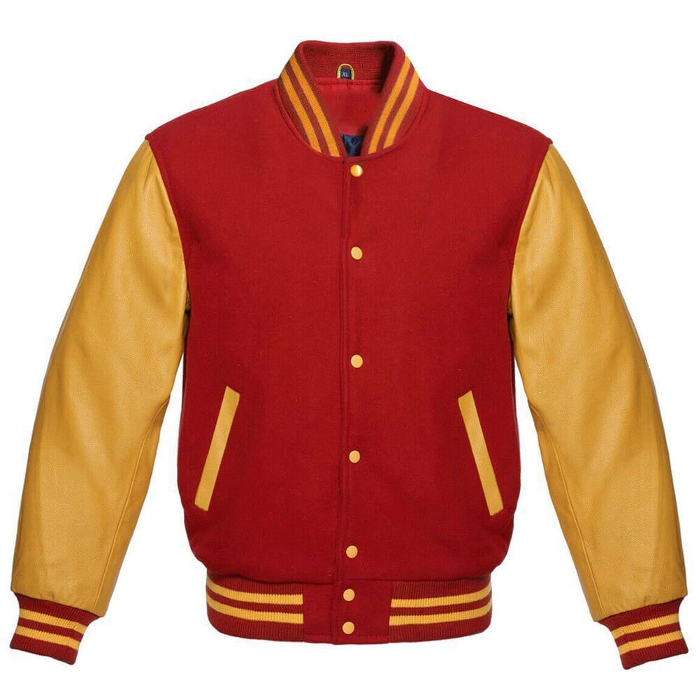 RED LETTERMAN JACKET - Wiseleather