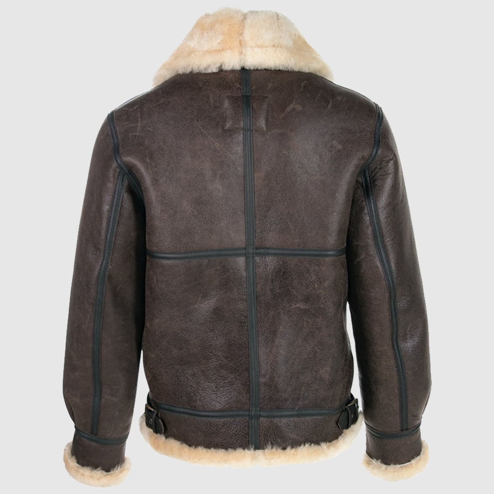 sheepskin leather bomber jacket