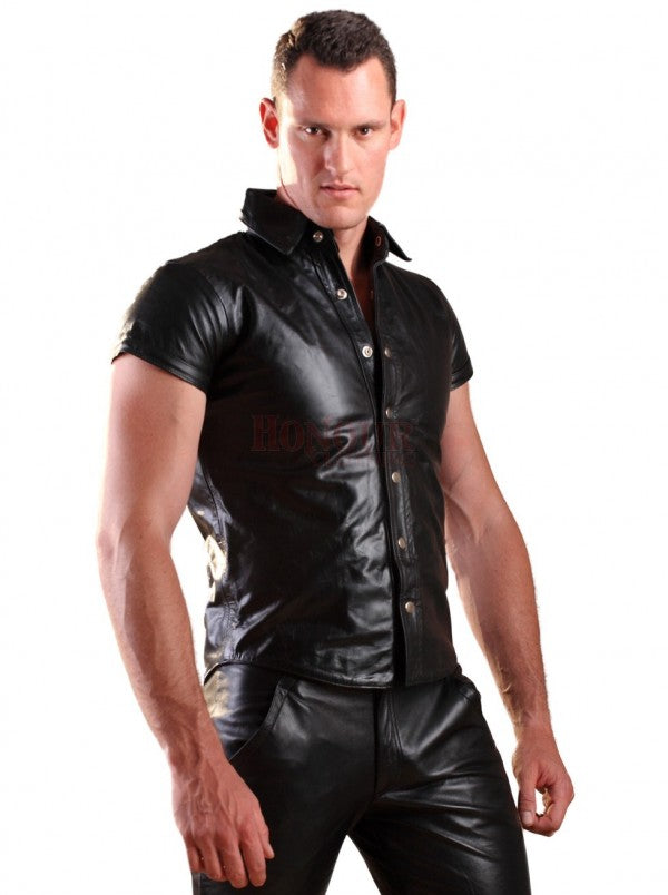 Leather Short Sleeve Shirt - Wiseleather