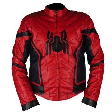 Spiderman Homecoming Red & Dark Blue Genuine Leather Jacket