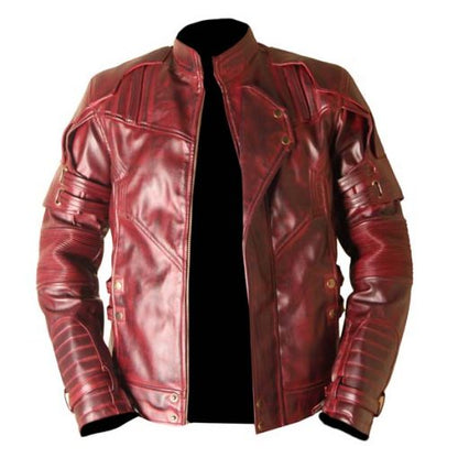 Star Lord Guardians Of The Galaxy 2 Waxed Genuine Leather Jacket Burgundy