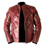 Star Lord Guardians Of The Galaxy 2 Waxed Genuine Leather Jacket Burgundy