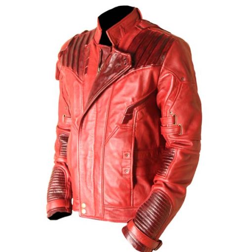 Star Lord Guardians Of The Galaxy 2 Waxed Genuine Leather Jacket Red