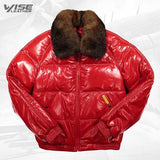 Straight Bomber Leather Jacket Red - Wiseleather