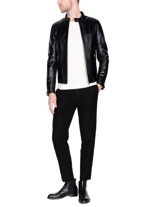 Shiny Black Leather Jacket for Men