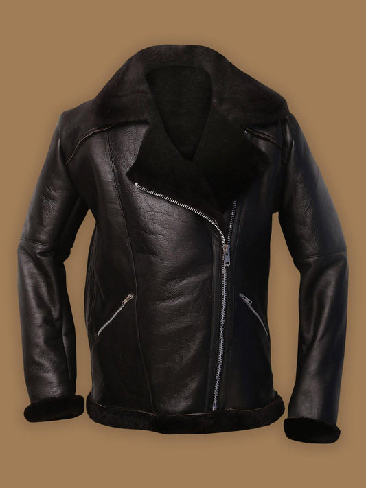 Dark Brown Shearling Aviator Jacket
