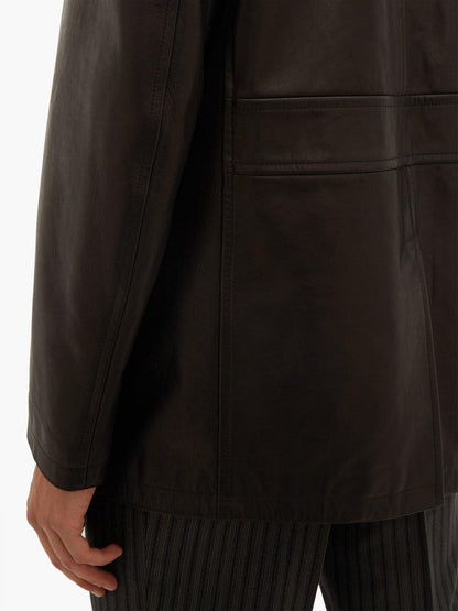 Men Brown Long Leather Jacket - Wiseleather