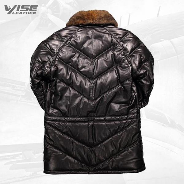 V Bomber Leather Coat Black - Wiseleather