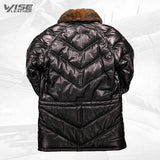 V Bomber Leather Coat Black - Wiseleather