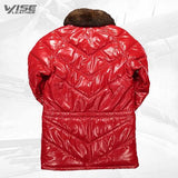 V Bomber Leather Coat Red - Wiseleather