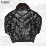 V-Bomber Leather Jacket Black - Wiseleather