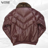 V-Bomber Leather Jacket Burgundy - Wiseleather