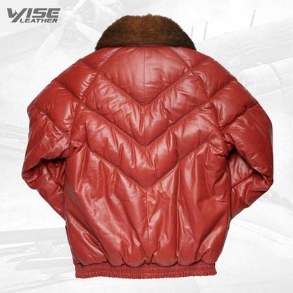 Chili Red V-Bomber Premium Leather Jacket