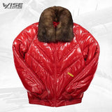 V-Bomber Leather Jacket Red - Wiseleather