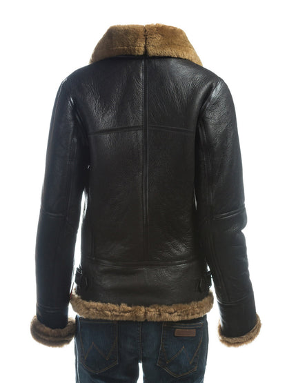 Women B3 Bomber Shearling Leather Jacket