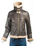 women brown sheepskin leather jacket